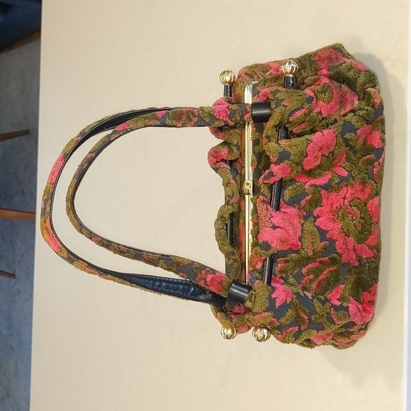 VTG Vintage Floral Carpet Handbag, pink and green - Picture 15 of 17